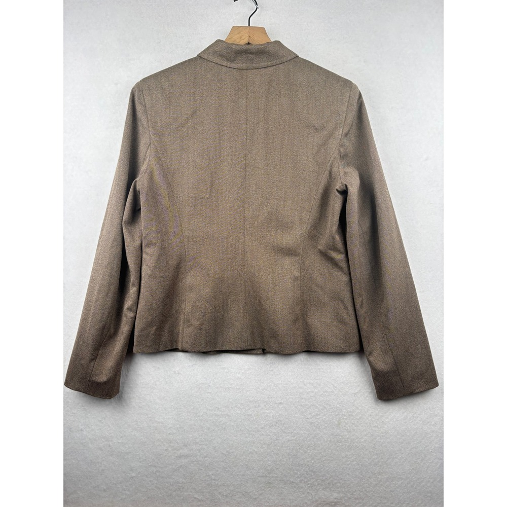 LOFT Blazer Womens 8 Tweed Faux Leather Trim Tailored - Picture 2 of 8